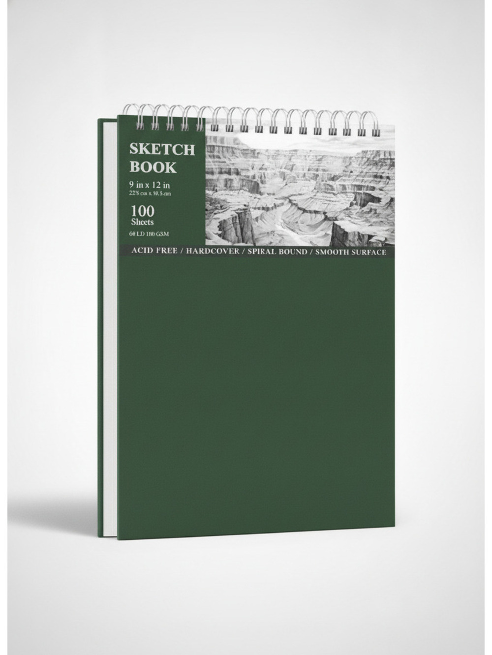 Hardcover Green Sketchbook Spiral Bound 100 Sheets Drawing Paper Pad Art Book Ne